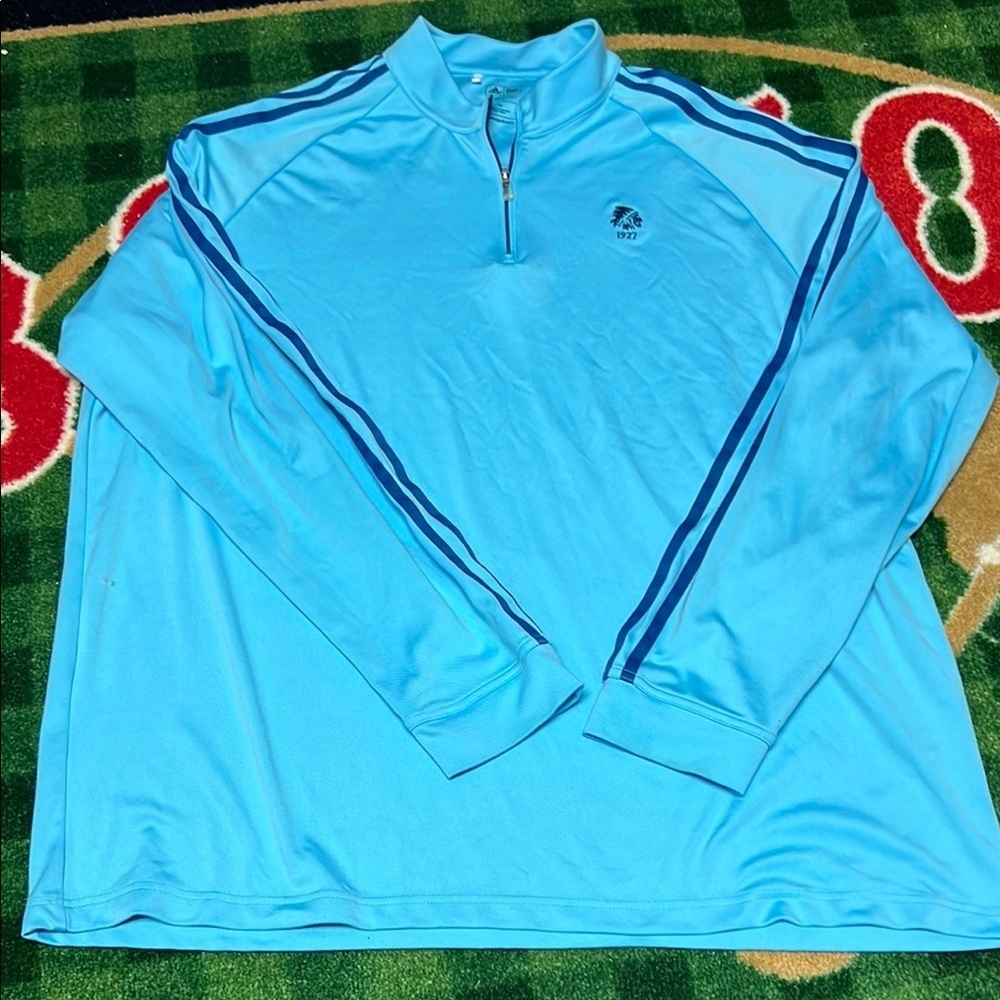 Adidas Golf Men's 3-Stripe Midweight 1/4-Zip Layering Blue Pullover - Picture 1 of 5